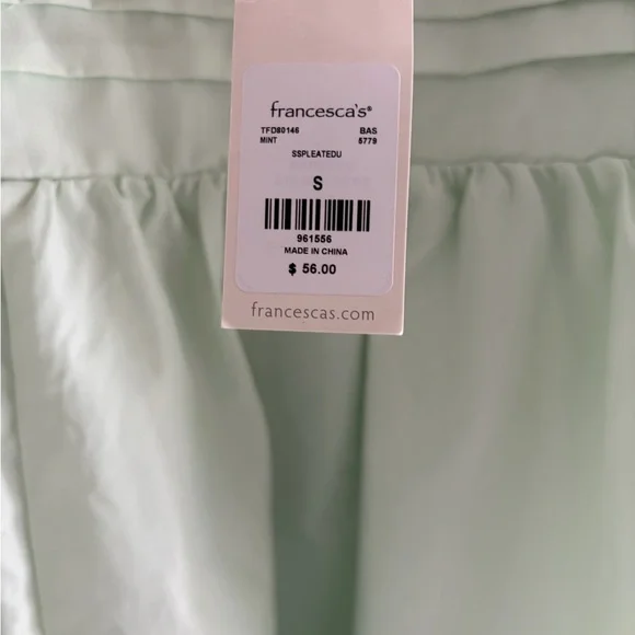 Francesca’s Blue Rain Mint Green Puff Sleeve Babydoll Dress NWT - Picture 6 of 7